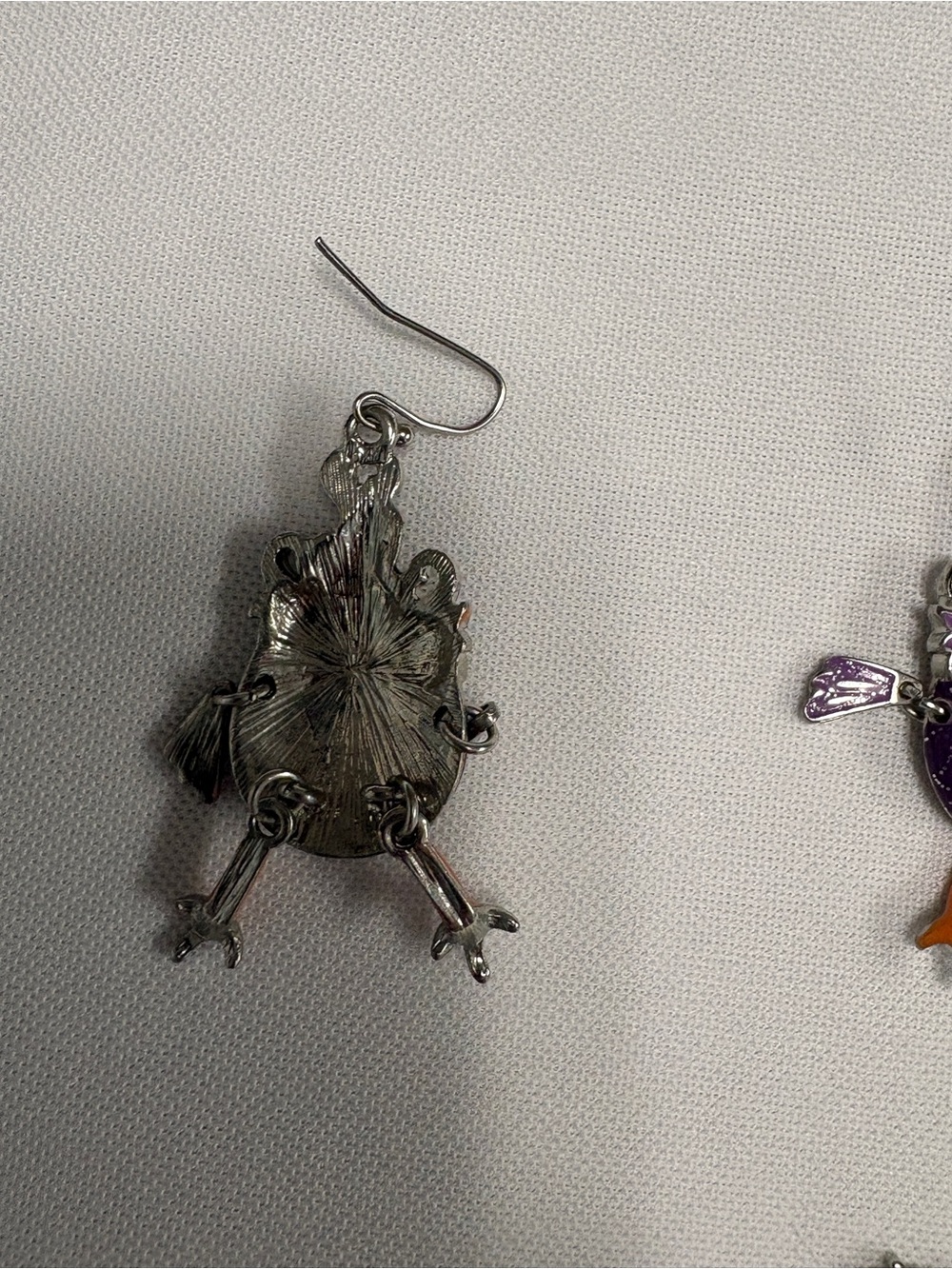 Purple & Orange Owl Halloween Earrings and Necklace Day of the dead - Picture 7 of 8